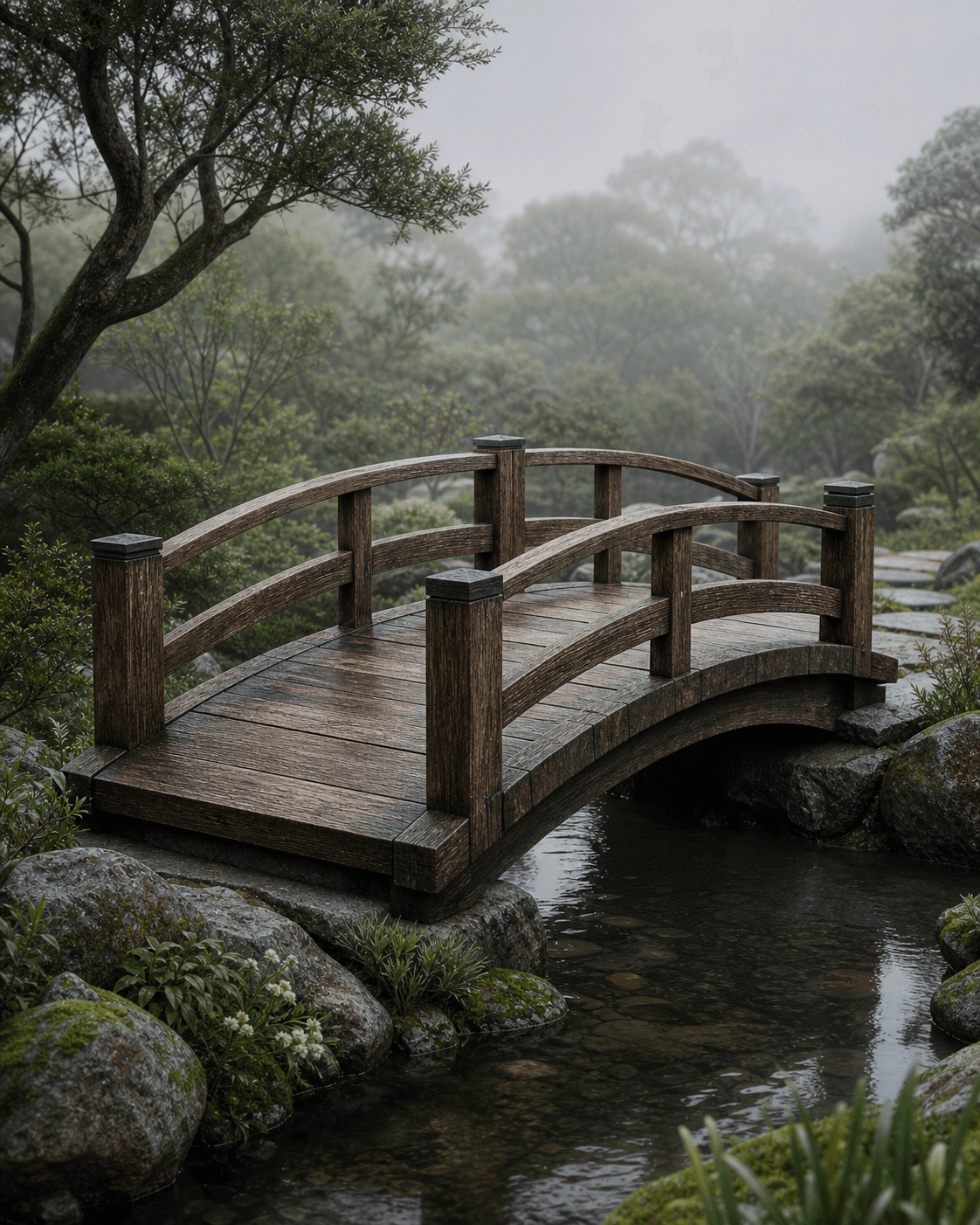 Wooden Garden Bridge